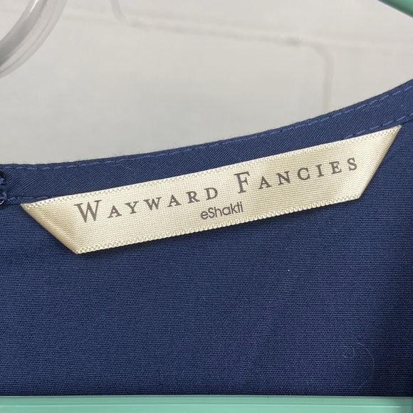 Wayward Fancies eShakti Women's Embellished Waist Plunge Poplin Dress Navy Boho - Picture 4 of 13